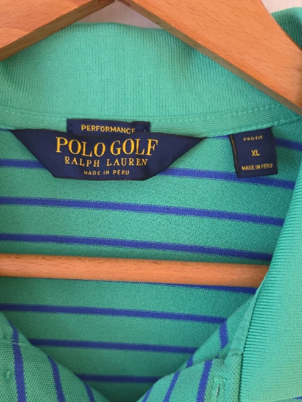 Polo Golf Ralph Lauren Green & Blue Striped Shirt Size XL